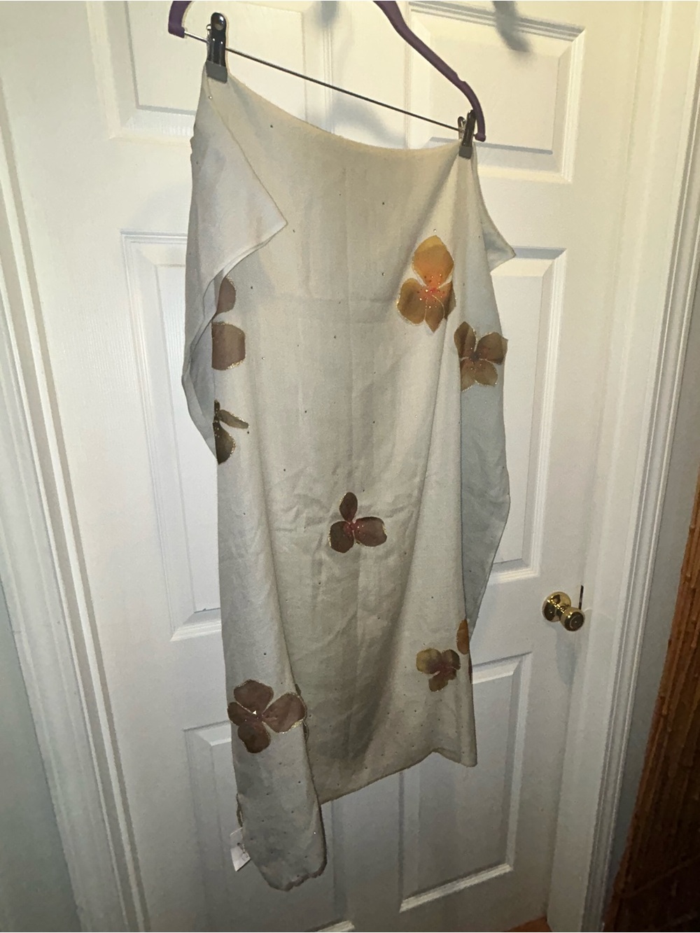 Plume Nova Hand-Painted Floral Linen Scarf